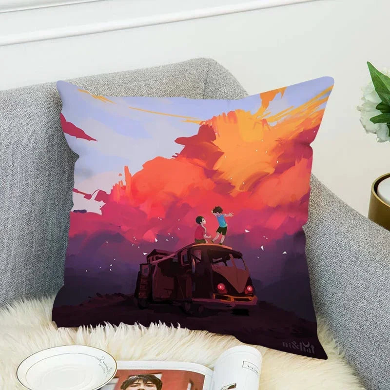 Axyaa Decorative Cushion Covers for Bed and Chair - Set of 2