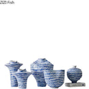 Axyaa Blue & White Ceramic Art Vase for Desktop Flower Arrangement and Hydroponic Plant Display