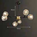 Axyaa Crystal Sphere Chandelier: Adjustable Metal Molecular Ceiling Light for Luxury Ambience