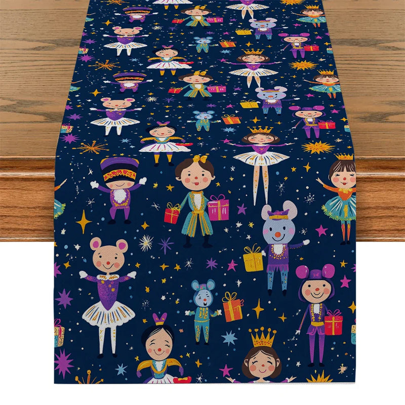 Axyaa Christmas Cartoon Table Runner Farmhouse Decor for Dining Table