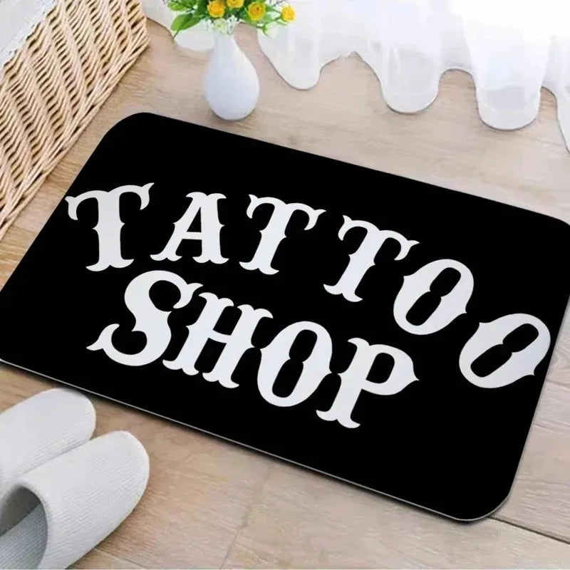 Axyaa Tattoo Shop Mat Indoor Welcome Door Mat Washable Non-Slip Absorbent Carpet