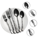 Axyaa 5pcs/20pcs Printed Stainless Steel Tableware Knife Fork Spoon Hotel Steak Set