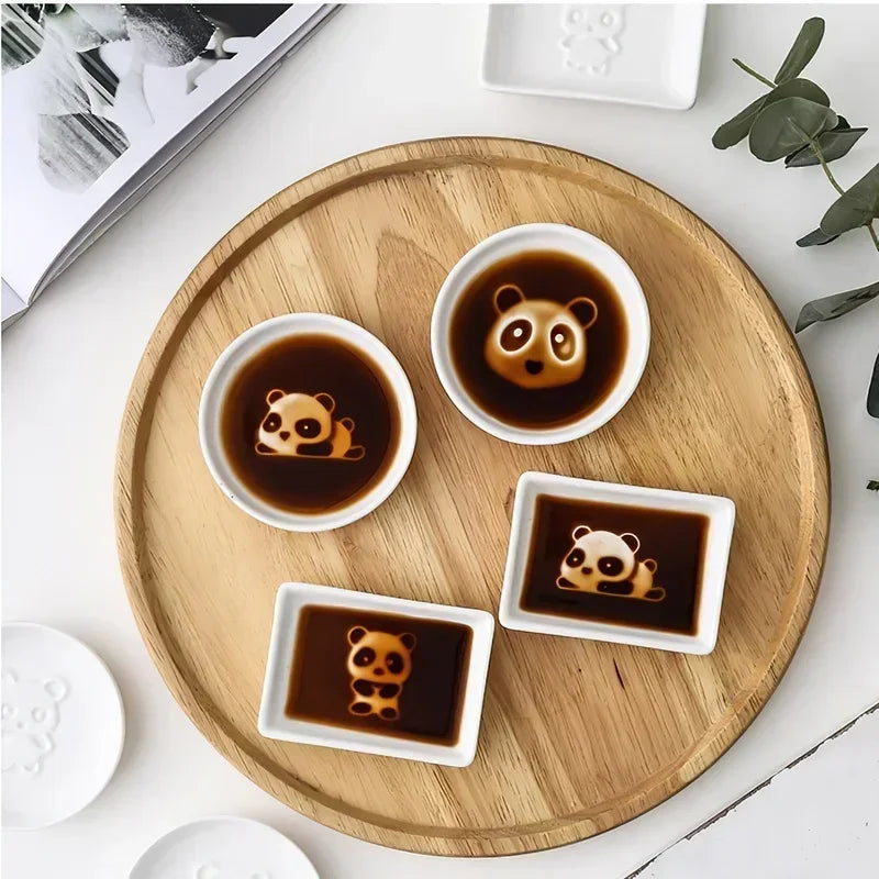 Axya Panda White Porcelain Small Plate Mini Seasoning Saucer Home Kitchen Tableware