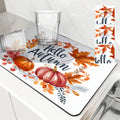 Axyaa Autumn Pumpkin Pine Kitchen Mat • Absorbent & Antiskid • Quick Drain & Tableware Mat