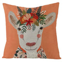 Axyaa Kawaii Flower Linen Pillow Case 45x45 cm Cute Animal Cushion Cover