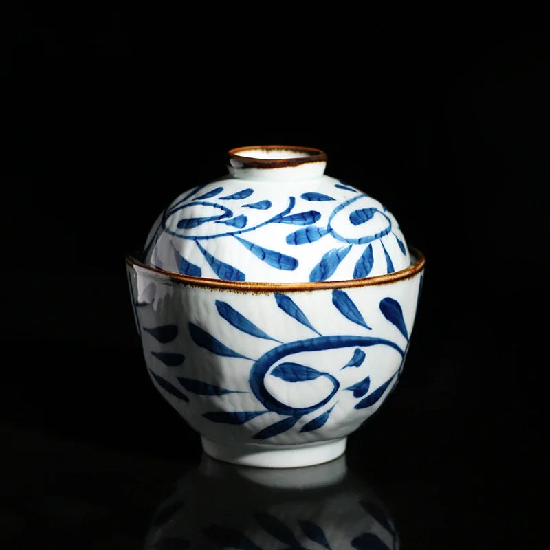 Axya Hand-painted Ceramic Stew Pot with Lid - Kitchen Tableware Soup Bowl