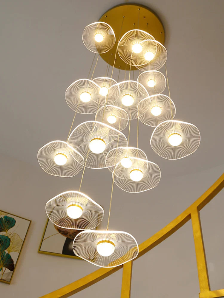 Axyaa Gold Acrylic Chandeliers for Modern Living Spaces