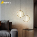 Axyaa Modern LED Circle Pendant Luminaires in Gold and Black