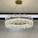 Axyaa Luxury Golden Crystal Round Ceiling Chandelier Light for Living Room