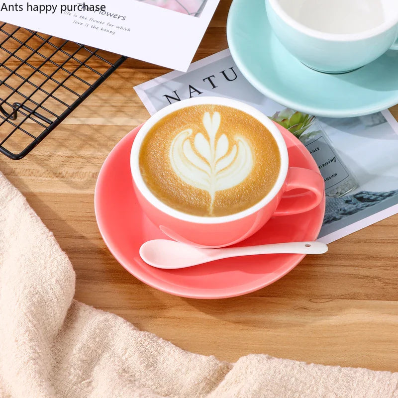 Axya Solid Color Ceramic Coffee Cup and Saucer Set