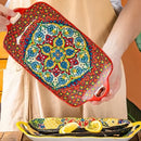 Axyaa Ceramic Fish Dish with Handle: Bohemian Style Rectangular Dining Tray, 12.8-inch
