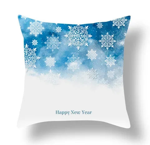 Axyaa Blue Ornament Pillowcase: Festive Home Decor Cushion Cover for Christmas & New Year