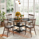 Axyaa 47" Round Dining Table with Storage Shelf, Wood Kitchen Table for 4