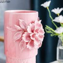 Axyaa Pink Ceramic Vase Elegant Floral Room Decor Aesthetic Flower Arrangement Pot