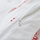 Axyaa Red Love Duvet Cover Set Twin King Heart-Shaped Bedding White Comforter Cover