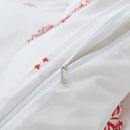 Axyaa Red Love Heart Duvet Cover Set - Twin King Size White Bedding for Valentine's Day Decor