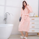 Axyaa Coral Plush Striped Bathrobe - 3D Thickened, Long, Couple Nightgown