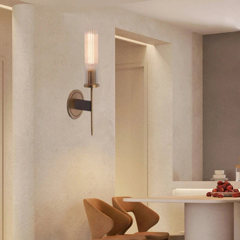 Axyaa Clear Glass Copper Wall Light for Living Room Bedroom Dining Room