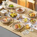Axyaa Stoneware Dinnerware Set with Light-Brown Reactive Glaze, 12/16/18/24 Piece Option