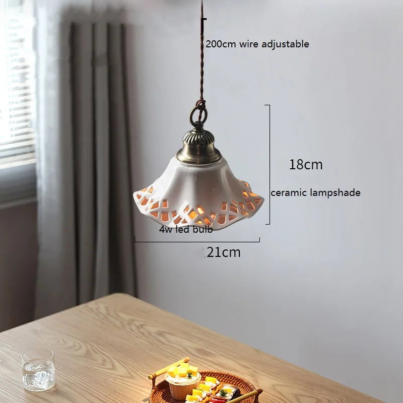 Axyaa Ceramic LED Pendant Lamp for Modern Home Decor Lighting