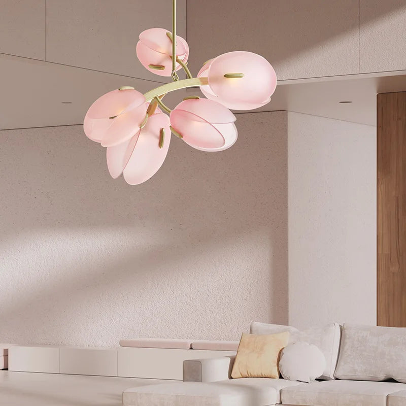 Axyaa Tulip Buds Chandelier: Modern Glass Pendant Lights for Home Decor