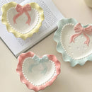 Axya Love Bow Jewelry Display Tray Ceramic Plate Wavy Edge Home Decor Props