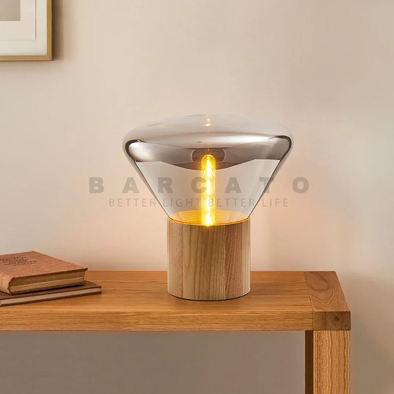 Nordic Glass Table Lamp Floor Wood Lights Modern Luminaires Soft Living Room Axyaa habitat