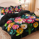 Axyaa Rustic Floral Print Quilt Cover Set for Home and Dorm All Seasons