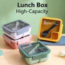 Axyaa 4-Grid Leakproof Bento Lunch Box with Tableware - Portable and Microwave-Safe