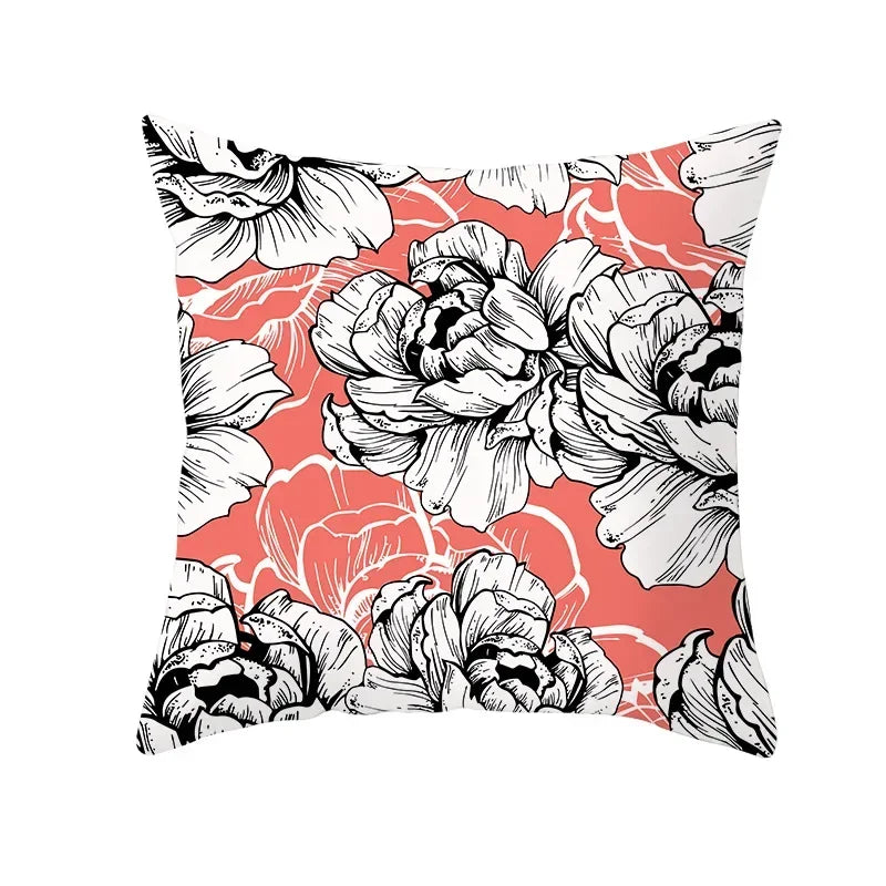 Axyaa Starfish Stripe Print Cushion Cover | Pink Coral Orange Home Decor Pillow Cover