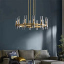 Axyaa Glass Chandelier Chrome Pendant Lamp with LED Lighting