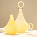Axyaa Geometric Yellow Glass Vase with Cover for Home Decor