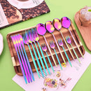 Axyaa Rainbow Stainless Steel Cutlery Set - 16-Piece Dinner Flatware Kit