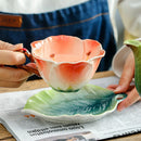 Axya Ceramic Tea Set with Artificial Flower Design - Coffee Mug, Teapot, Teacup, Saucer