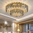 Axyaa Modern Gold Crystal Ceiling Lamp - Luxury Lighting for Living Room and Bedroom