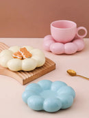 Axya Cloud Ceramic Coffee Cup Set with Coaster - Modern Kitchenware for Home and Office