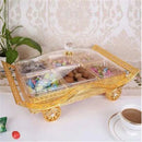 Axya Luxury Gold Acrylic Candy Plate with Lid - Modern Snack Tray