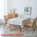 Axyaa Embroidered Cotton Linen Tablecloth Waterproof Dustproof Oil-Proof Dining Table