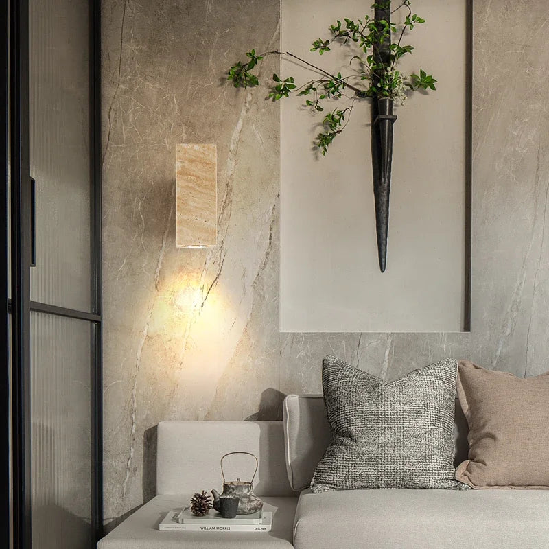 Axyaa Travertine Stone Sconce Light for Bedroom Living Room