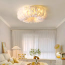 Axyaa Cloud Feather Pendant Light: Modern Cream Chandelier for Bedroom, Restaurant, Study—Warm & Romantic
