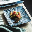 Axyaa Ceramic Striped Snack Plate - Creative Sushi Dessert Dish Steak Tableware