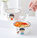 Axyaa Kids' Ceramic Double Ear Breakfast Bowl with Handle