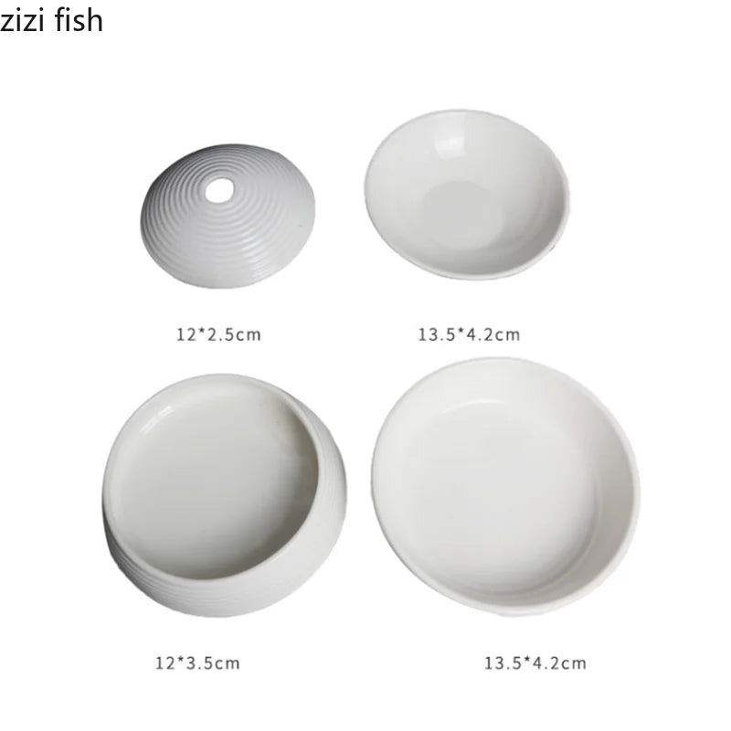 Axya 4-Layer Ceramic Serving Plate Set for Dinner, Dessert, Snacks, Sashimi, Sushi