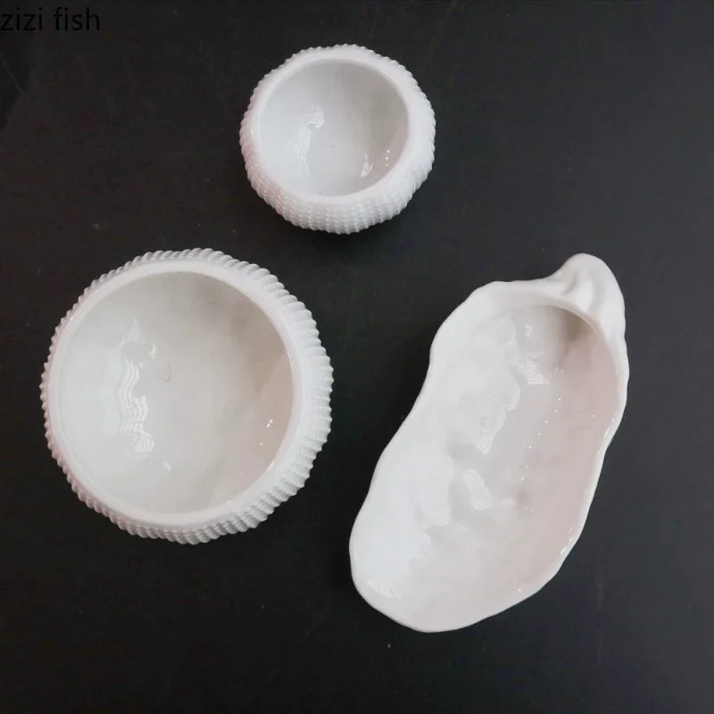 Axya Ceramic Oyster Plate Set - Elegant Restaurant Tableware and Dim Sum Dish