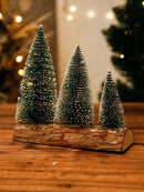 Axyaa Mini Christmas Tree Ornaments: Wooden Festive Holiday Decor Table Centerpiece