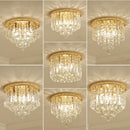 Axyaa Stainless Steel Round Crystal Ceiling Lights for Hotel Lobby, Bar, Cafe