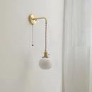 Axyaa Ceramic Copper LED Wall Lamp: Modern Style Pull Chain Switch Bathroom Mirror Lights