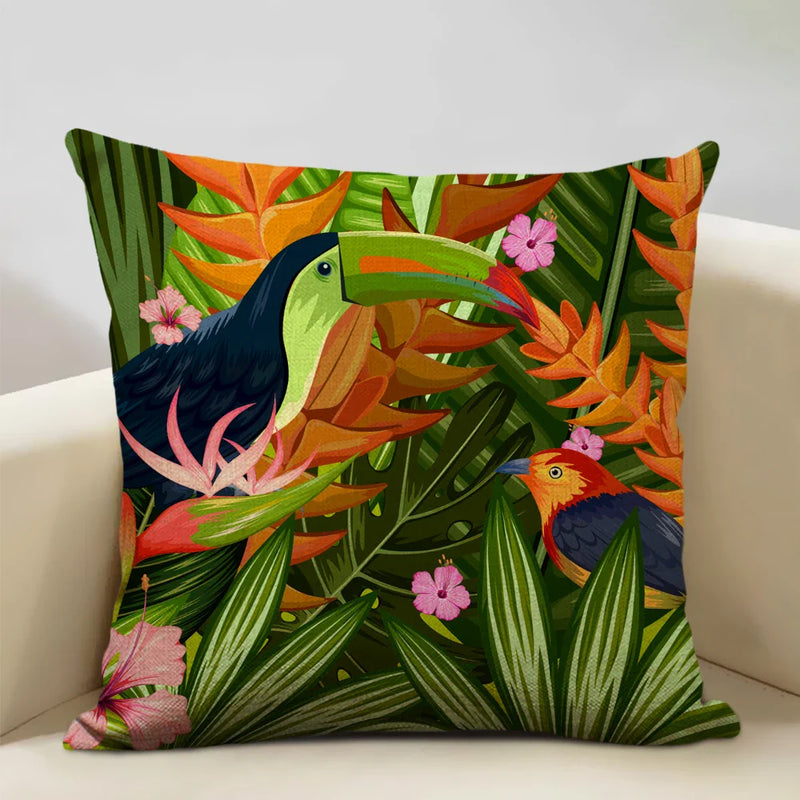 Axyaa African Parrot Flamingo Cushion Set for Home Decor & Comfort
