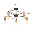 Axyaa Nordic Loft Chandelier Wood Metal Vintage Ceiling Lamps E27 3/5 Lights