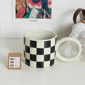 Axyaa Ceramic Round Handle Mugs White Black Splash-ink Tea Milk Water Cup